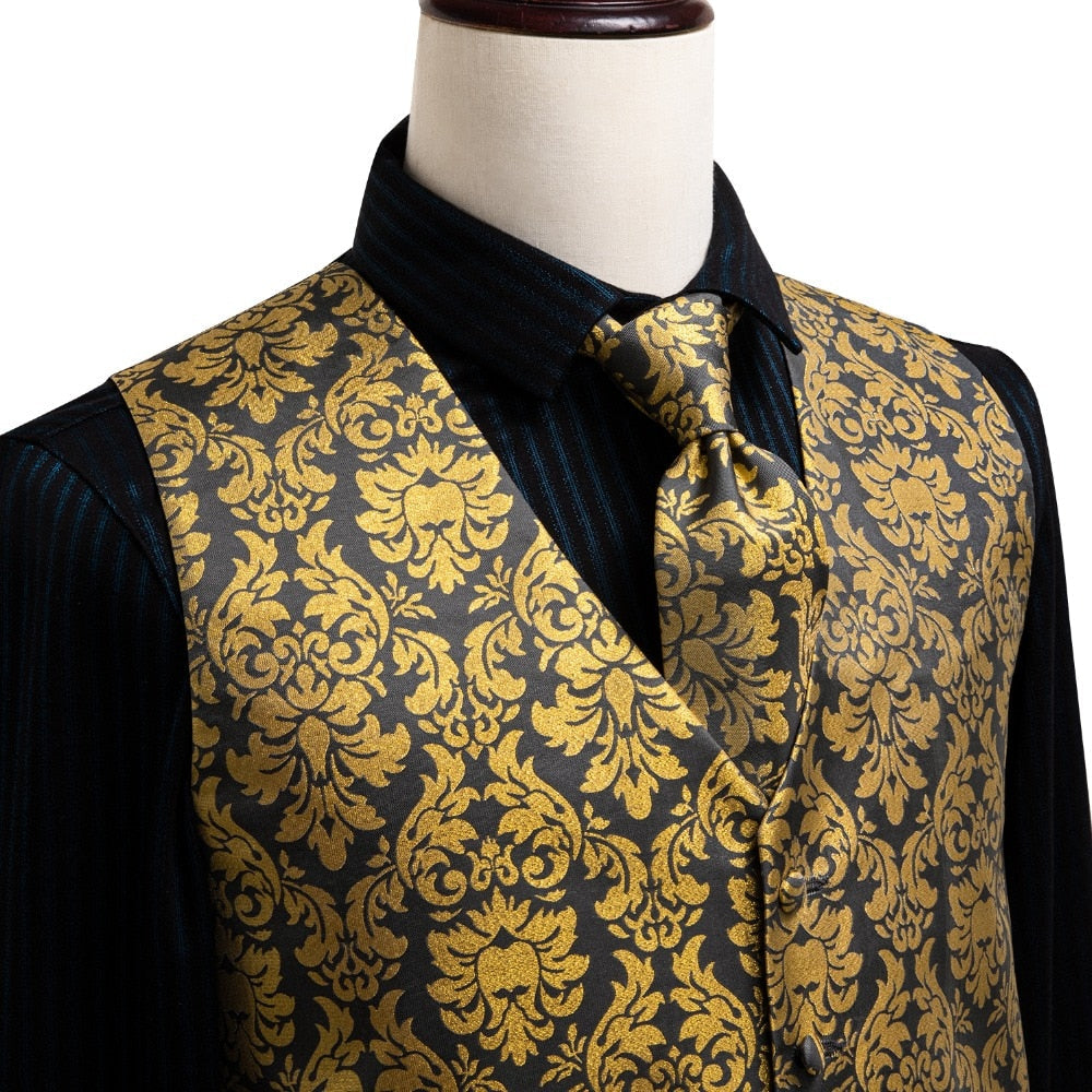Men's Vests and Tie Business Formal Dresses Slim Vest 4piece Hanky cufflinks for Suit Blue Paisley Waistcoat The Clothing Company Sydney