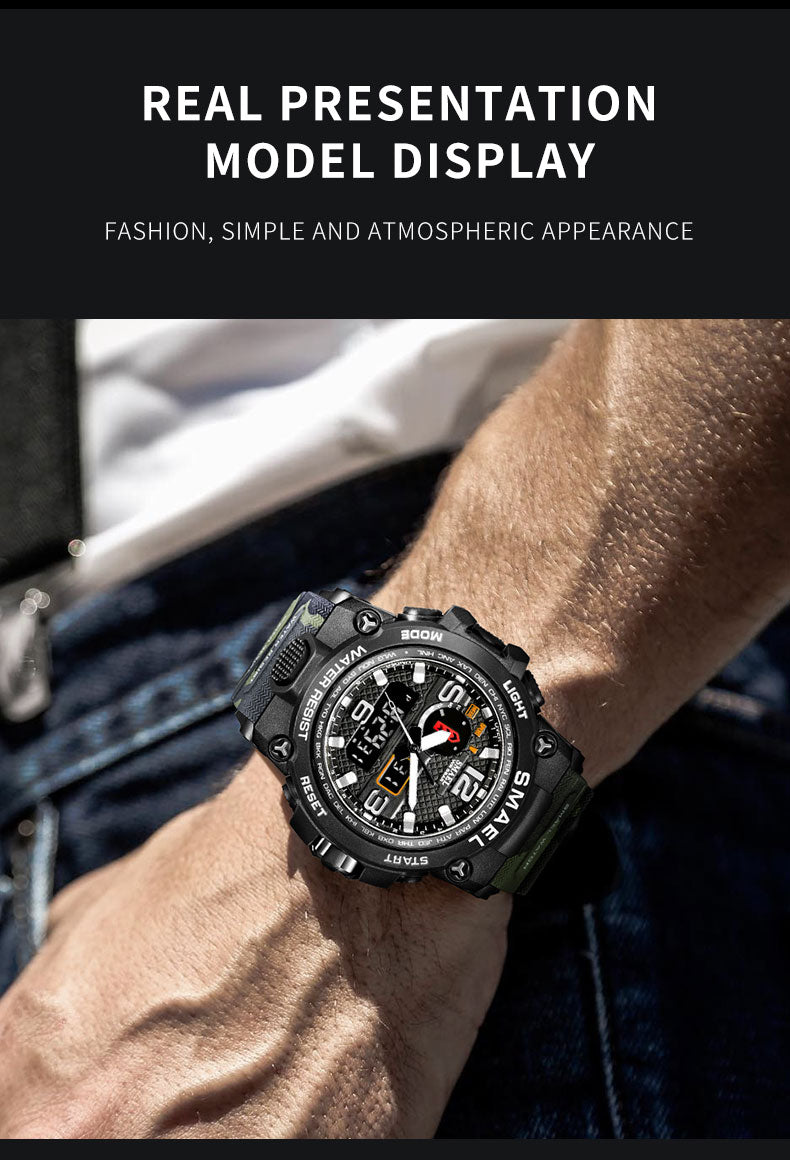 50M Water Resitant Clock Alarm 1545D Dual Display Wristwatch Quartz Military Watch Sport New Mens Watch The Clothing Company Sydney