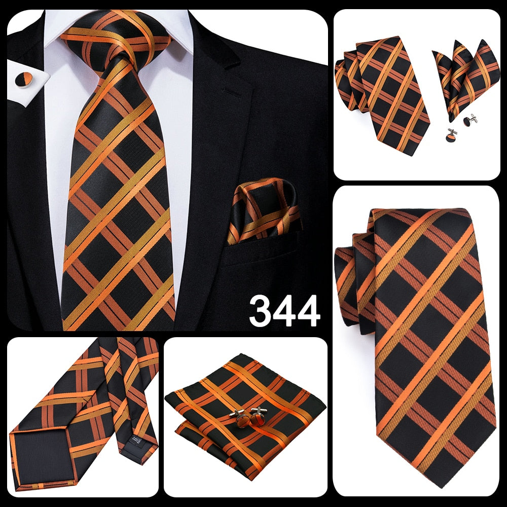 3 Piece Men's 8.5cm Tie Solid Orange Neck Ties Set Boutonniere Pocket Square Cufflink Gift Box for Wedding Party Suit Cravat The Clothing Company Sydney