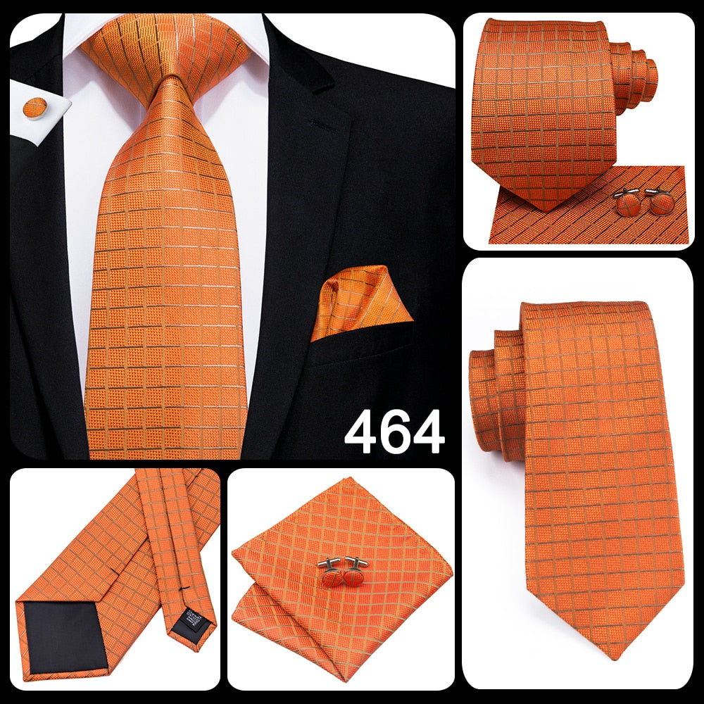 3 Piece Men's 8.5cm Tie Solid Orange Neck Ties Set Boutonniere Pocket Square Cufflink Gift Box for Wedding Party Suit Cravat The Clothing Company Sydney