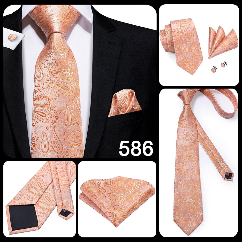 3 Piece Men's 8.5cm Tie Solid Orange Neck Ties Set Boutonniere Pocket Square Cufflink Gift Box for Wedding Party Suit Cravat The Clothing Company Sydney