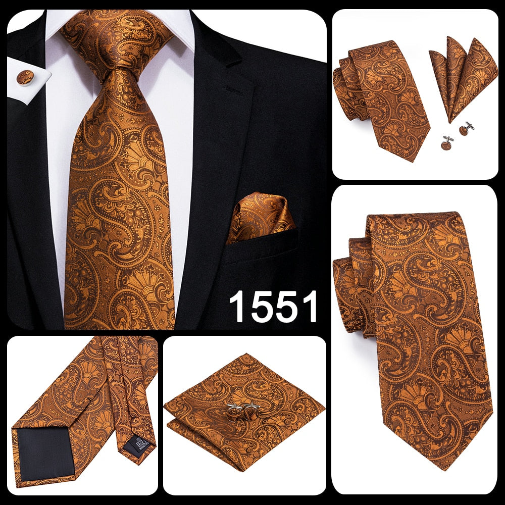3 Piece Men's 8.5cm Tie Solid Orange Neck Ties Set Boutonniere Pocket Square Cufflink Gift Box for Wedding Party Suit Cravat The Clothing Company Sydney