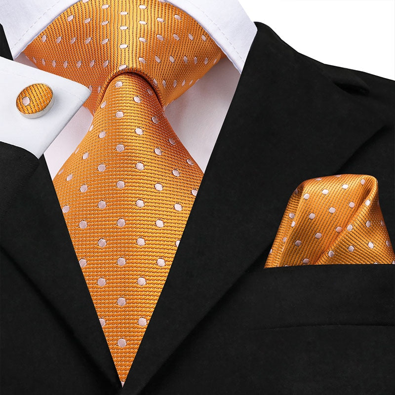 3 Piece Men's 8.5cm Tie Solid Orange Neck Ties Set Boutonniere Pocket Square Cufflink Gift Box for Wedding Party Suit Cravat The Clothing Company Sydney