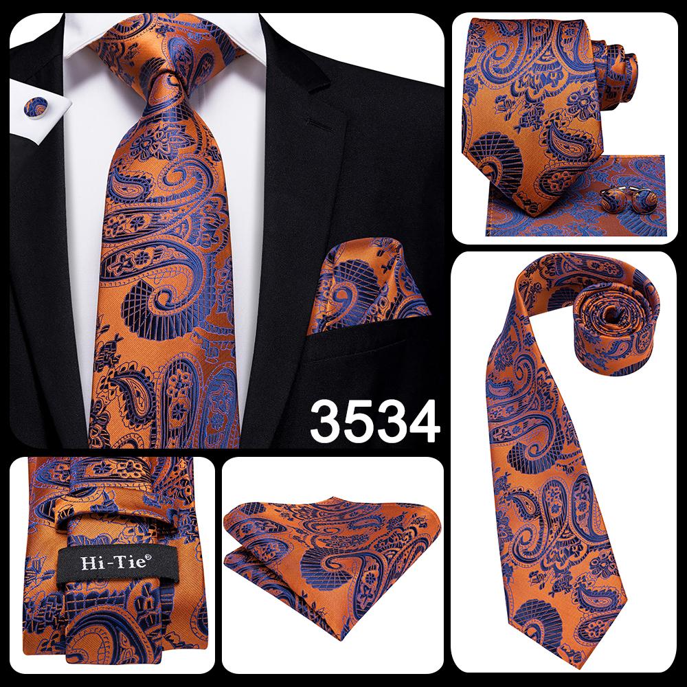 3 Piece Men's 8.5cm Tie Solid Orange Neck Ties Set Boutonniere Pocket Square Cufflink Gift Box for Wedding Party Suit Cravat The Clothing Company Sydney