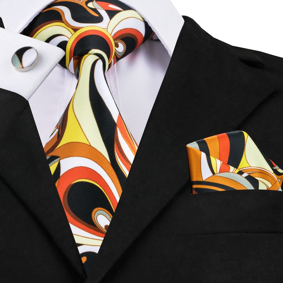 3 Piece Men's 8.5cm Tie Solid Orange Neck Ties Set Boutonniere Pocket Square Cufflink Gift Box for Wedding Party Suit Cravat The Clothing Company Sydney