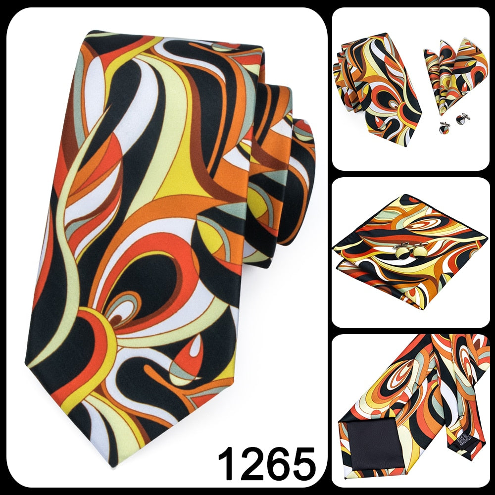 3 Piece Men's 8.5cm Tie Solid Orange Neck Ties Set Boutonniere Pocket Square Cufflink Gift Box for Wedding Party Suit Cravat The Clothing Company Sydney