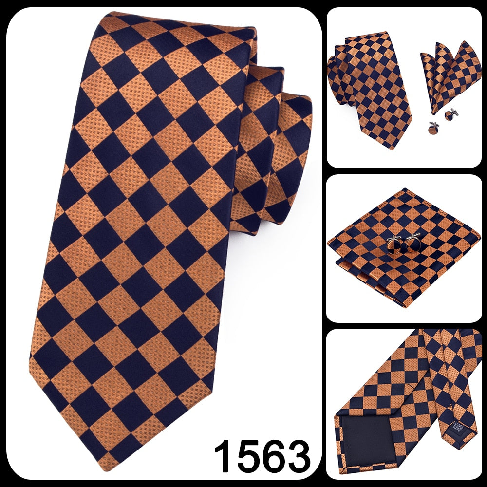 3 Piece Men's 8.5cm Tie Solid Orange Neck Ties Set Boutonniere Pocket Square Cufflink Gift Box for Wedding Party Suit Cravat The Clothing Company Sydney