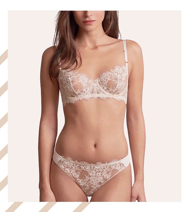 2 Piece Underwear Eyelash lace Bralette Brassiere Bra Push Up Bras and Panties Sexy Lingerie Set The Clothing Company Sydney