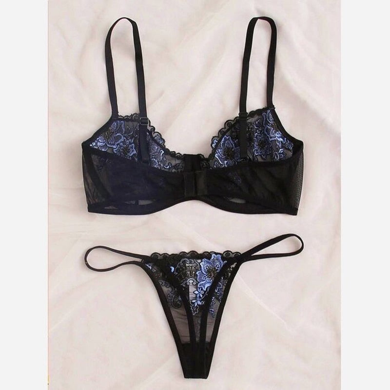 2 piece Floral Embroidery Lace Underwear Set Underwire Push Up Bra Underwear Lingerie Set The Clothing Company Sydney