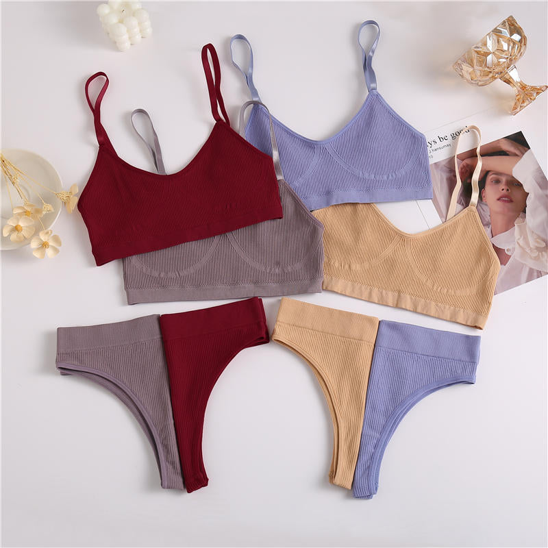 2 Piece Bra Lingerie Underwear Bralette Ribbed Tops Brassiere Basic Stretchy Tank Crop Tops Set The Clothing Company Sydney