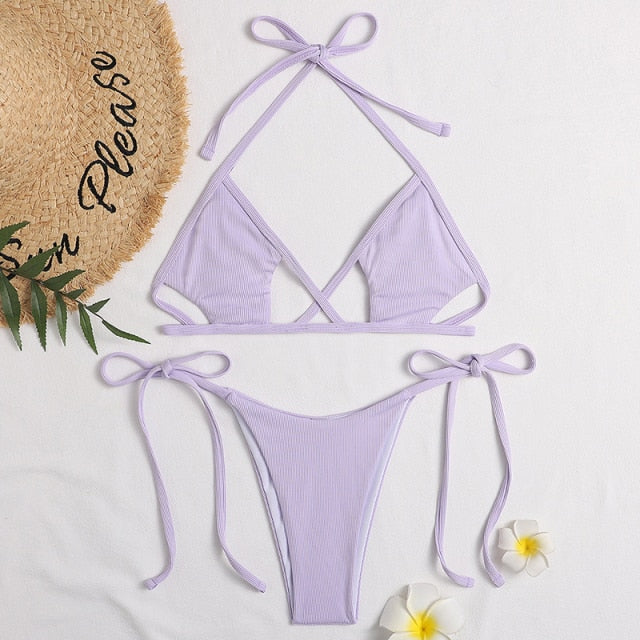 2 Piece Micro Bikini Swimsuit Hollow Out Swimwear Halter Brazilian Bikini Set Summer Beach Bathing Suit The Clothing Company Sydney
