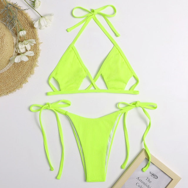 2 Piece Micro Bikini Swimsuit Hollow Out Swimwear Halter Brazilian Bikini Set Summer Beach Bathing Suit The Clothing Company Sydney