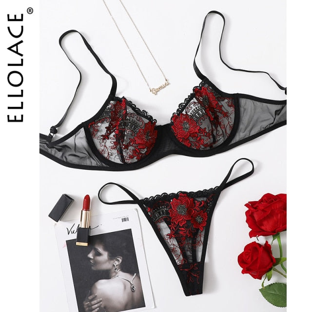 2 piece Floral Embroidery Lace Underwear Set Underwire Push Up Bra Underwear Lingerie Set The Clothing Company Sydney