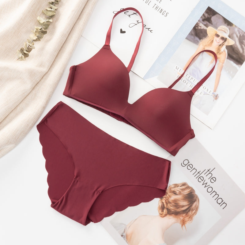 2 Piece Seamless Bra Underwear Push Up Wireless Lingerie Adjusted-straps Simple Style Comfortable Brief Undies Set The Clothing Company Sydney