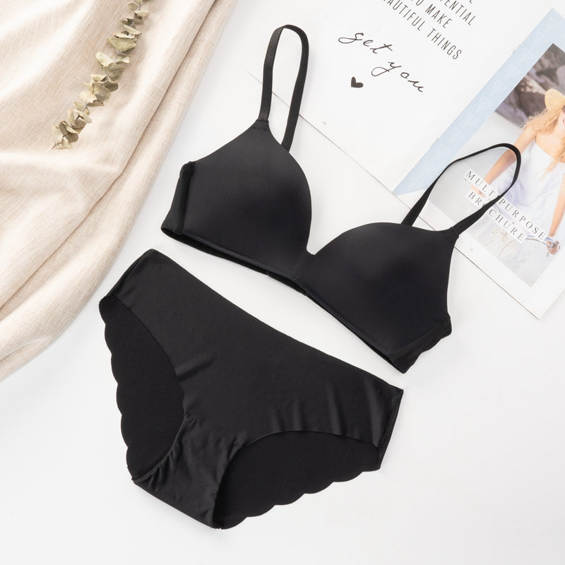 2 Piece Seamless Bra Underwear Push Up Wireless Lingerie Adjusted-straps Simple Style Comfortable Brief Undies Set The Clothing Company Sydney