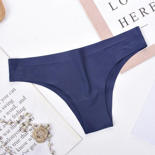 2 Pack Underwear Panties Seamless Big Size Low Rise Sexy Women Ice Silk Bikini Briefs Solid T-Back Tanga Lingerie The Clothing Company Sydney