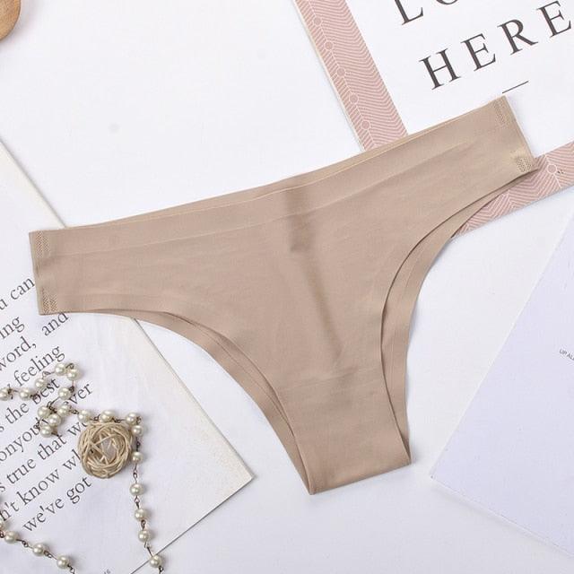 2 Pack Underwear Panties Seamless Big Size Low Rise Sexy Women Ice Silk Bikini Briefs Solid T-Back Tanga Lingerie The Clothing Company Sydney