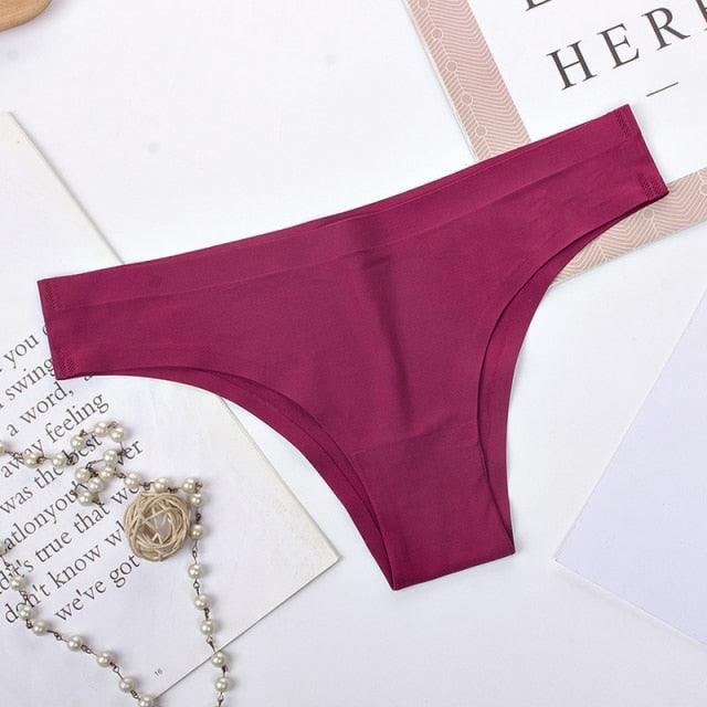 2 Pack Underwear Panties Seamless Big Size Low Rise Sexy Women Ice Silk Bikini Briefs Solid T-Back Tanga Lingerie The Clothing Company Sydney