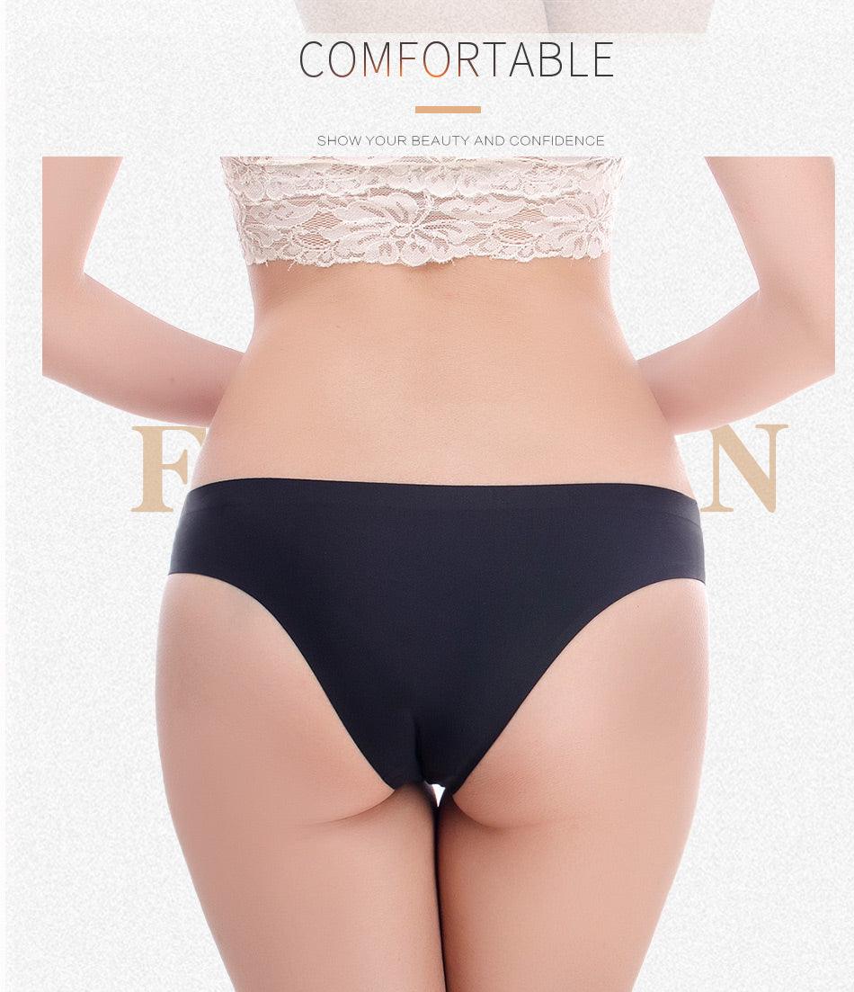 2 Pack Underwear Panties Seamless Big Size Low Rise Sexy Women Ice Silk Bikini Briefs Solid T-Back Tanga Lingerie The Clothing Company Sydney