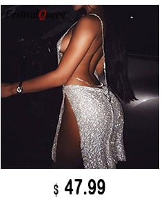 Deep V Neck Blackless Halter Silver Metal Sequined Slit Stage Show Party Mini Dresses The Clothing Company Sydney