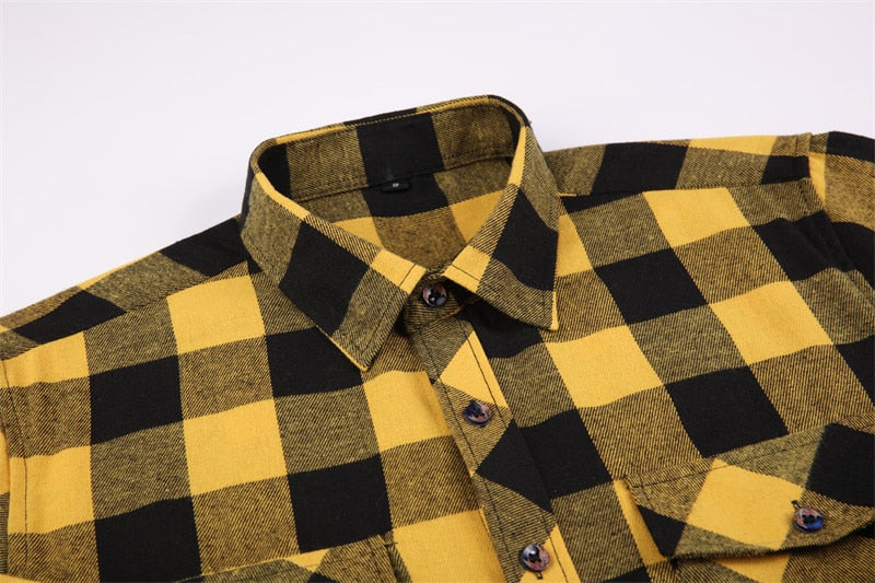 Men's Plaid Flannel Shirt Spring Autumn Regular Fit Casual Long-Sleeved Shirts The Clothing Company Sydney