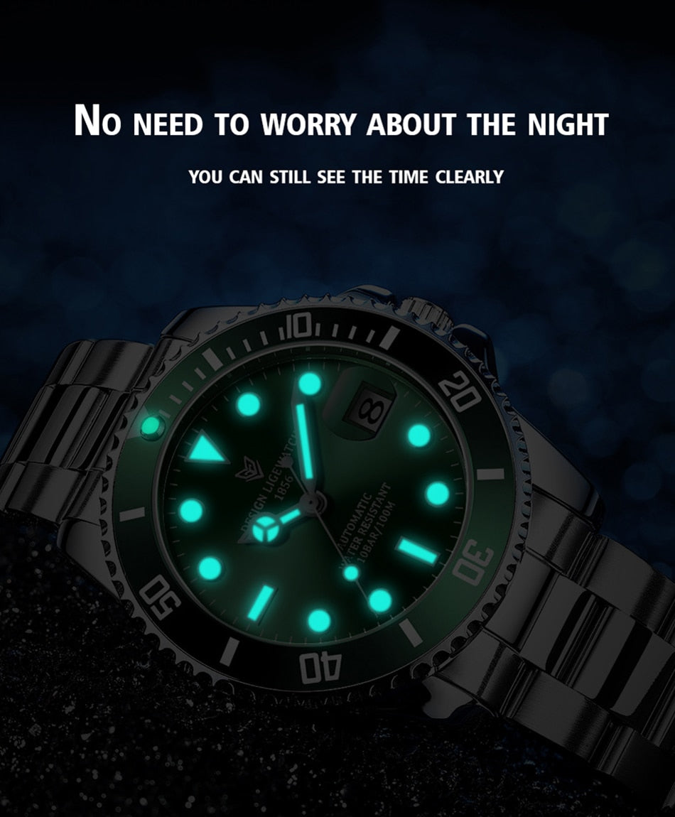 Mens Automatic Mechanical Tourbillon Clock Fashion Sport Diving Watch 100ATM Waterproof Luminous Watches The Clothing Company Sydney