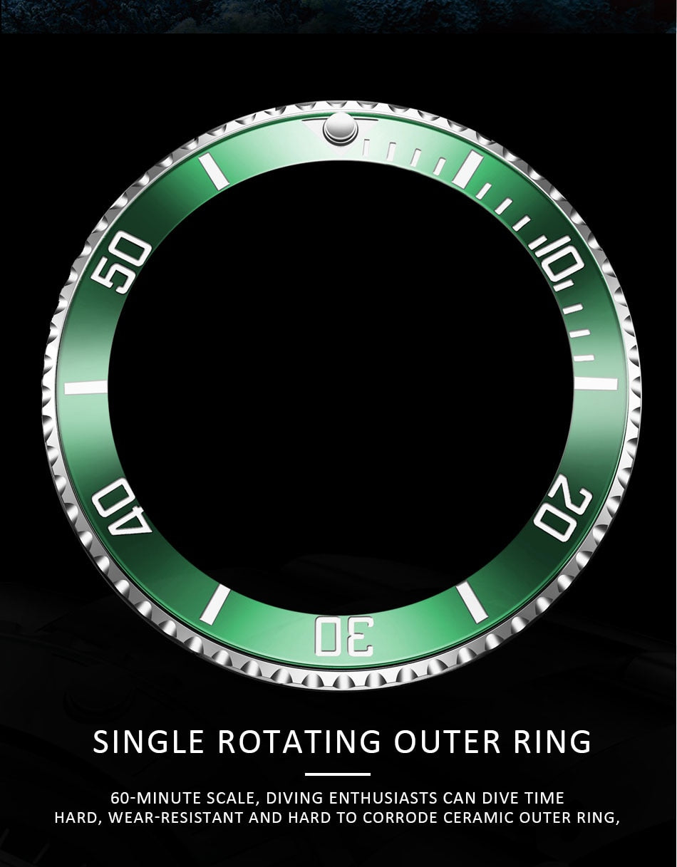 Mens Automatic Mechanical Tourbillon Clock Fashion Sport Diving Watch 100ATM Waterproof Luminous Watches The Clothing Company Sydney