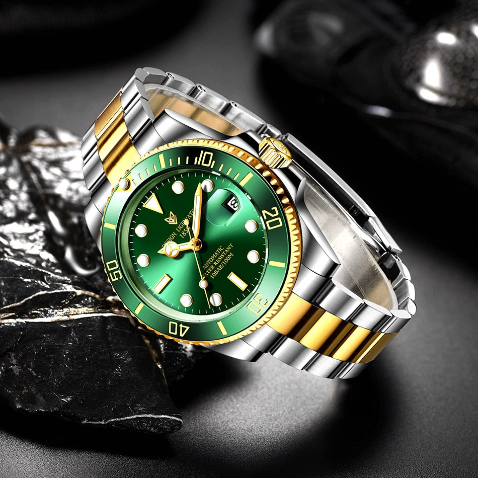 Mens Automatic Mechanical Tourbillon Clock Fashion Sport Diving Watch 100ATM Waterproof Luminous Watches The Clothing Company Sydney