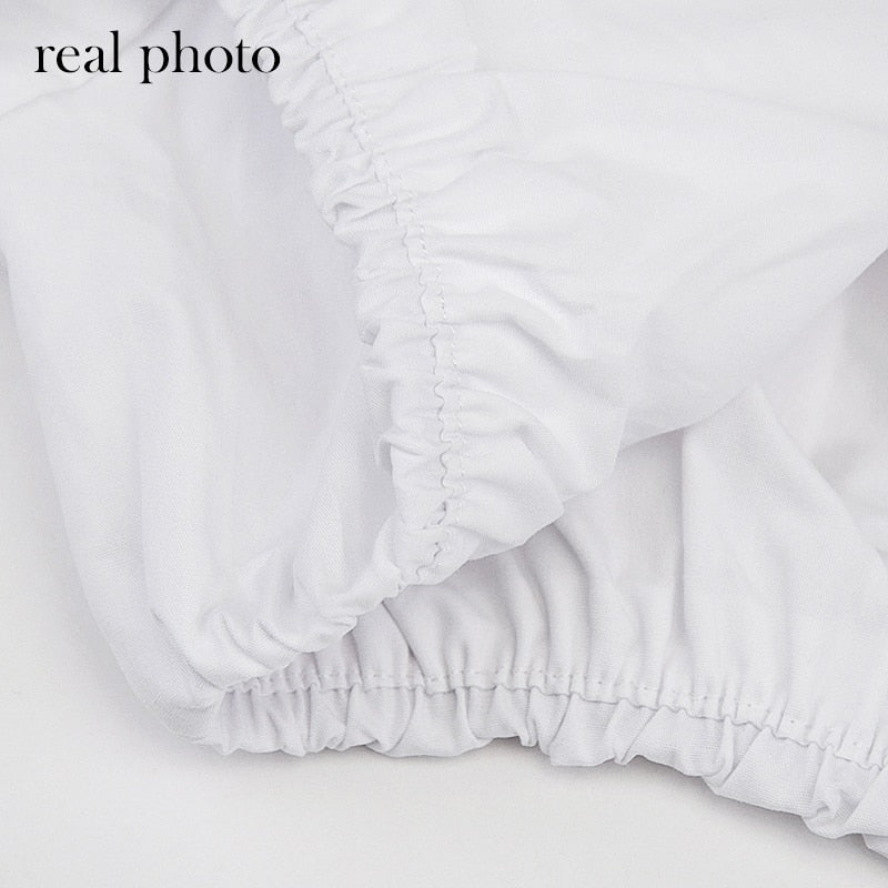 Button Ruched White Puff Sleeve Blouse Shirts Women's Long Sleeve Crop Blouses Solid Top The Clothing Company Sydney