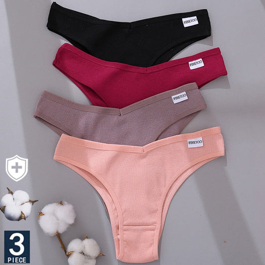 3 Pack Cotton Mix Lingerie Thongs Underwear Low-Rise Underpant Women's Panties Bikini Briefs The Clothing Company Sydney