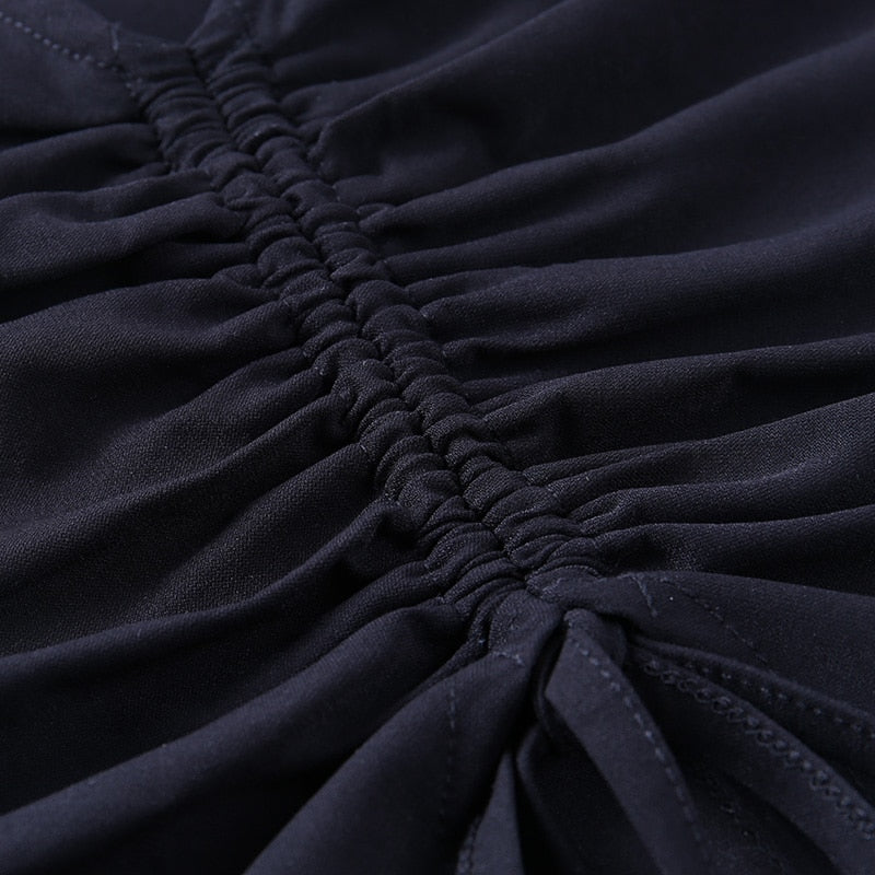 Deep V-Neck Sleeveless Tank Top Women Summer Crop Tops Ruched Drawstring Black Fashion Skinny Elastic Streetwear The Clothing Company Sydney