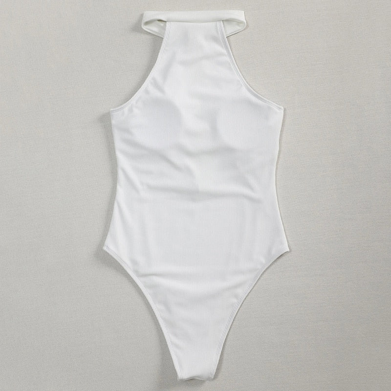 High neck Zipper Swimwear One Piece Swimsuit monokini High cut Trikini Ribbed Bathing Suit Swim Bodysuit The Clothing Company Sydney