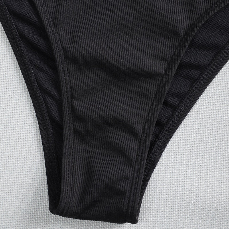 High neck Zipper Swimwear One Piece Swimsuit monokini High cut Trikini Ribbed Bathing Suit Swim Bodysuit The Clothing Company Sydney