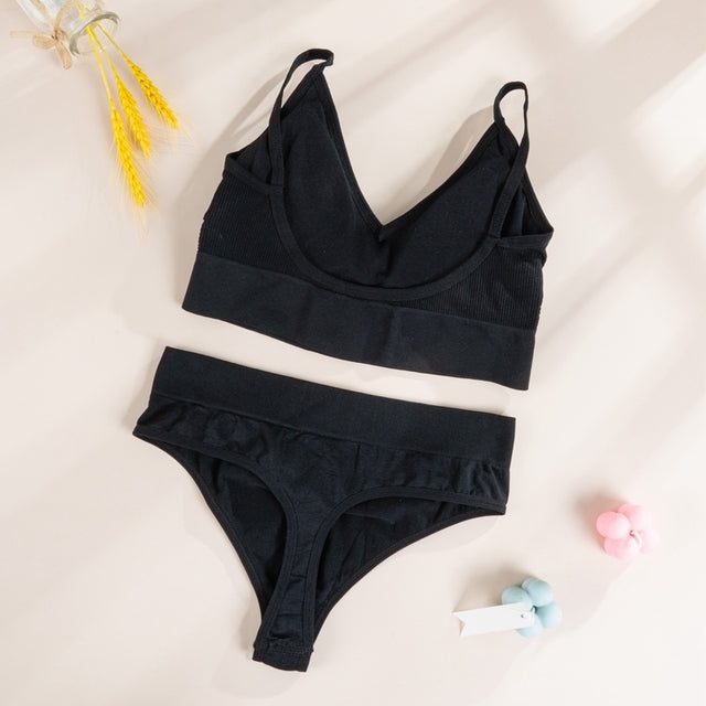 Bra Panties G-String Push Up Bra Crop Top Seamless Underwear Active Bra Thong Lingerie Set The Clothing Company Sydney