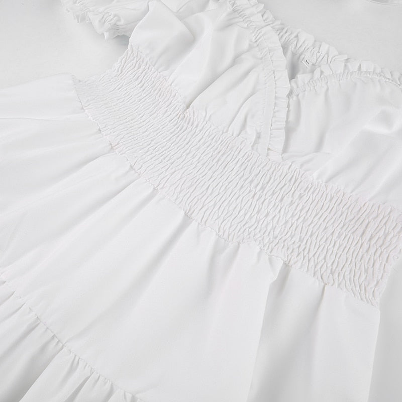 V Neck Fashion Ruched Short Sleeve Summer Causal Dresses A-Line Frills Sundress Mini Dress The Clothing Company Sydney