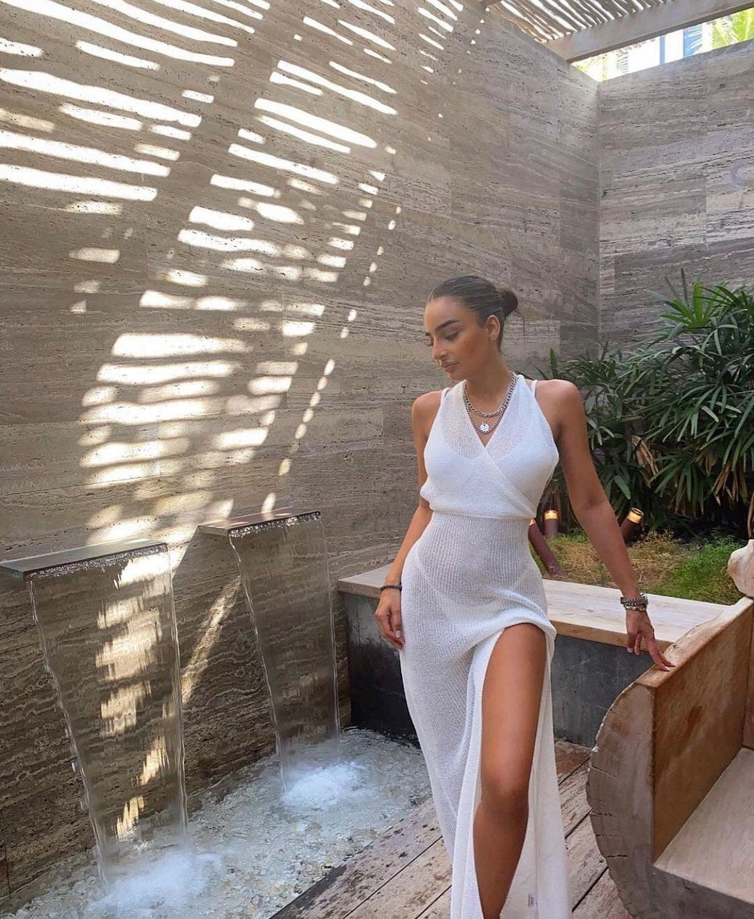 Crochet Beach Maxi See Through Plunge Backless Bandage Sleeveless Lacing Split Long Dresses The Clothing Company Sydney