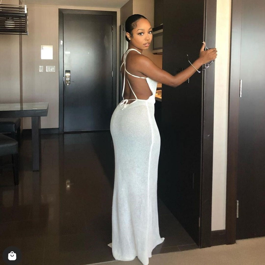 Crochet Beach Maxi See Through Plunge Backless Bandage Sleeveless Lacing Split Long Dresses The Clothing Company Sydney