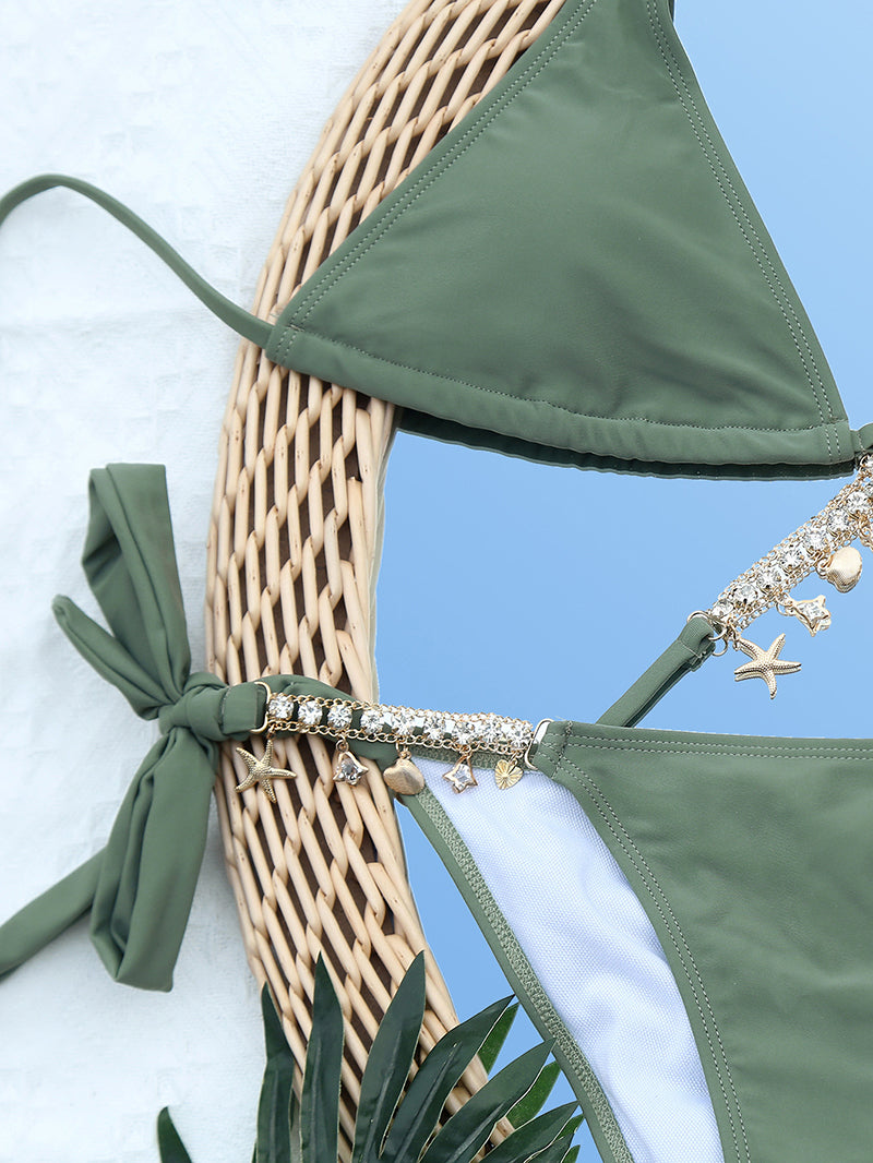 2 Piece Crystal Swimwear Metal Chain Swimsuit Bathing Suit Push Up Bikini The Clothing Company Sydney
