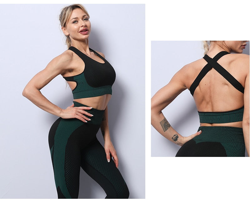 2/3 Piece Seamless Women Yoga Set Workout Sportswear Gym Clothing Fitness Long Sleeve Crop Top High Waist Leggings Sports Suits The Clothing Company Sydney