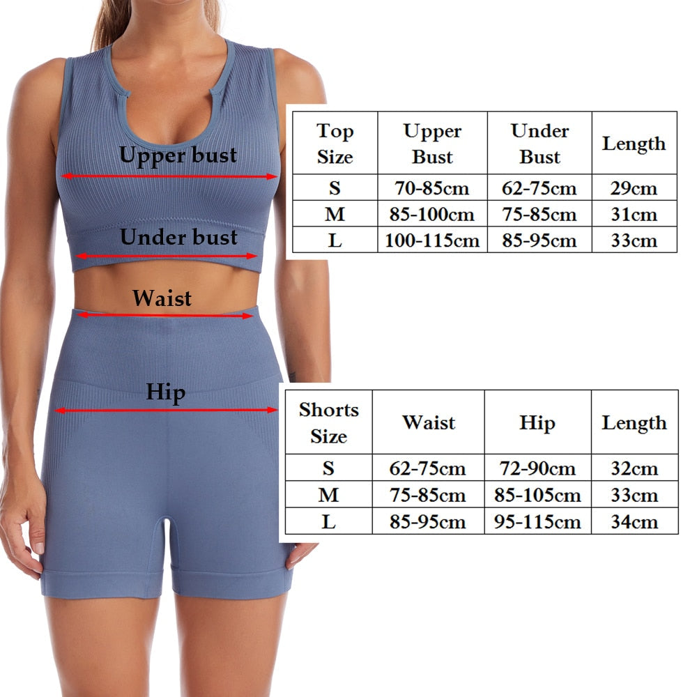 2 Piece Yoga Set Gym Set Workout Seamless Leggings Sports Bra Suit Female Clothing High Waist Shorts Set The Clothing Company Sydney