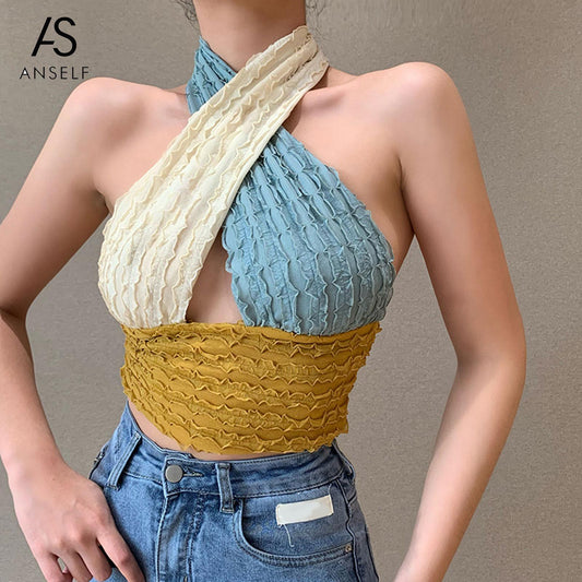Cross Halter Crop Top Sleeveless Backless Cami Top Hollow Out Sexy Bralette Top The Clothing Company Sydney