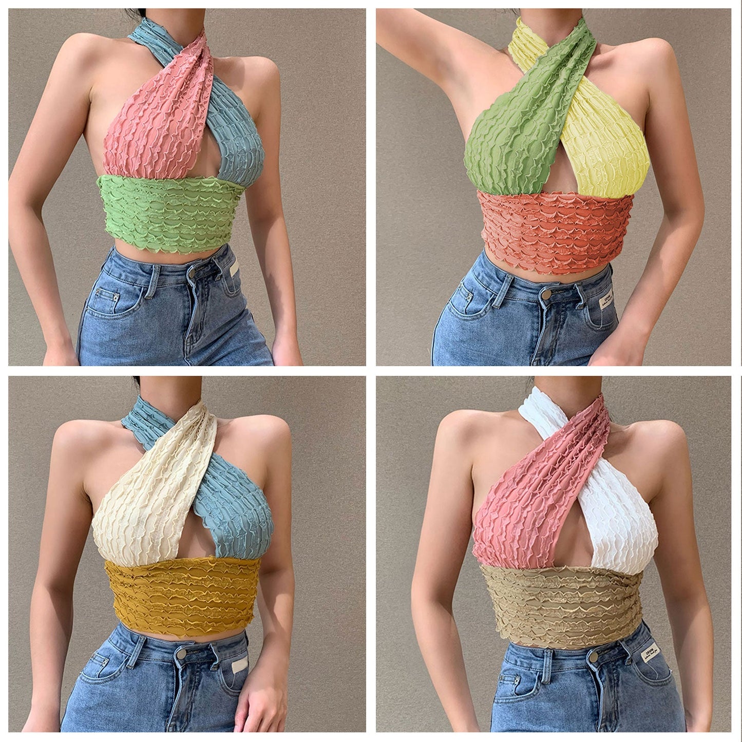 Cross Halter Crop Top Sleeveless Backless Cami Top Hollow Out Sexy Bralette Top The Clothing Company Sydney