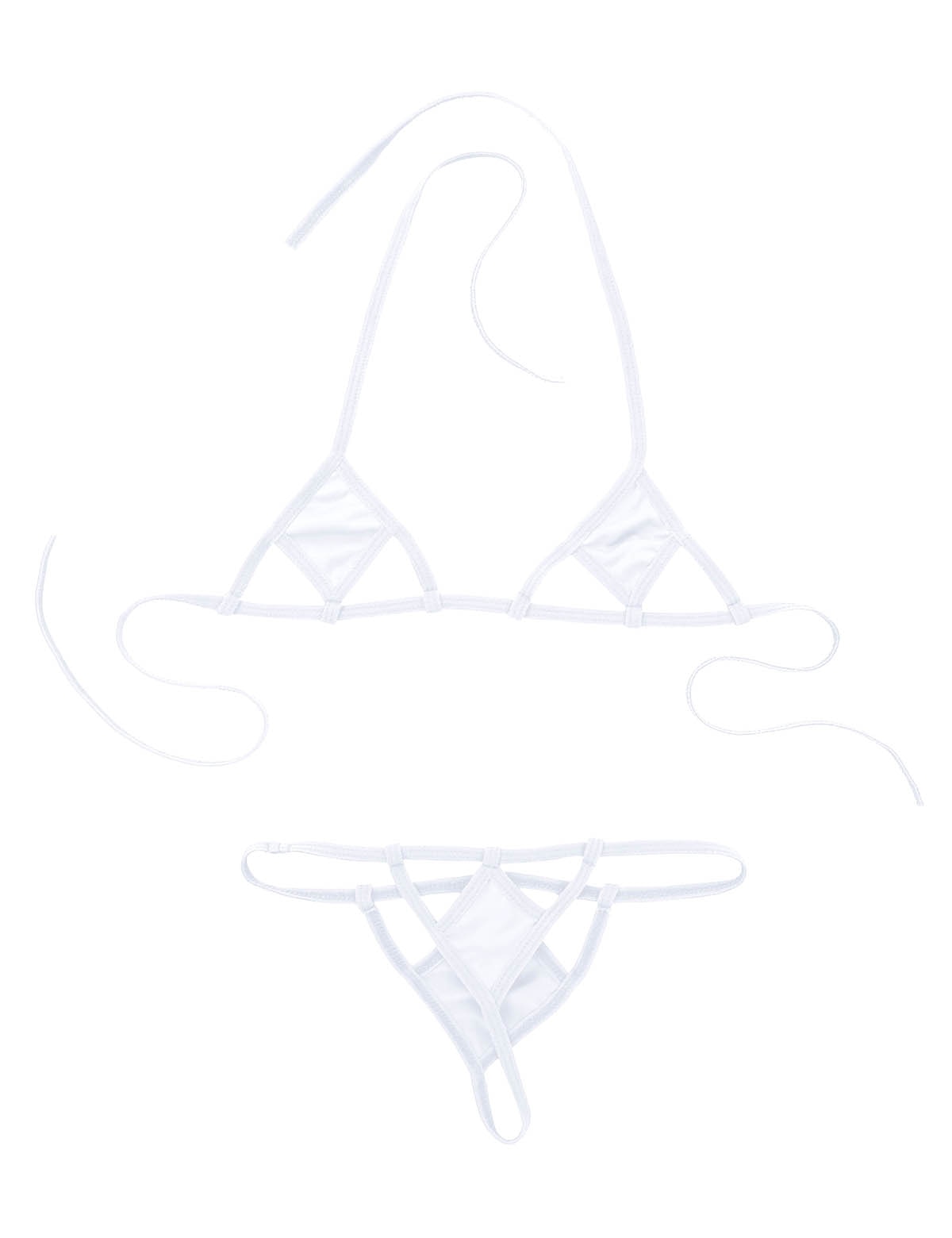 2 Piece Lingerie Exotic Sets Underwear Minimal Cover Mini Micro Bikini Set Halter Neck Self-tie Bra Top with G-String Briefs The Clothing Company Sydney