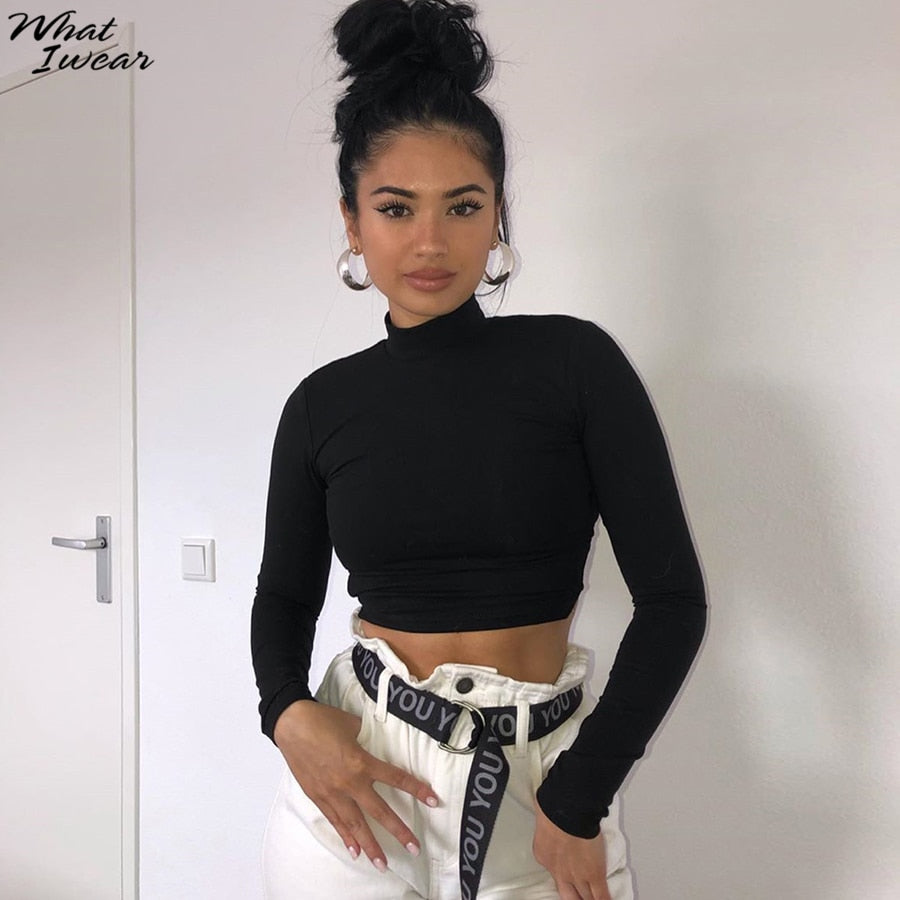 Cotton mix hollow out sexy tshirt bandage backless long sleeve tops slim bodycon streetwear The Clothing Company Sydney