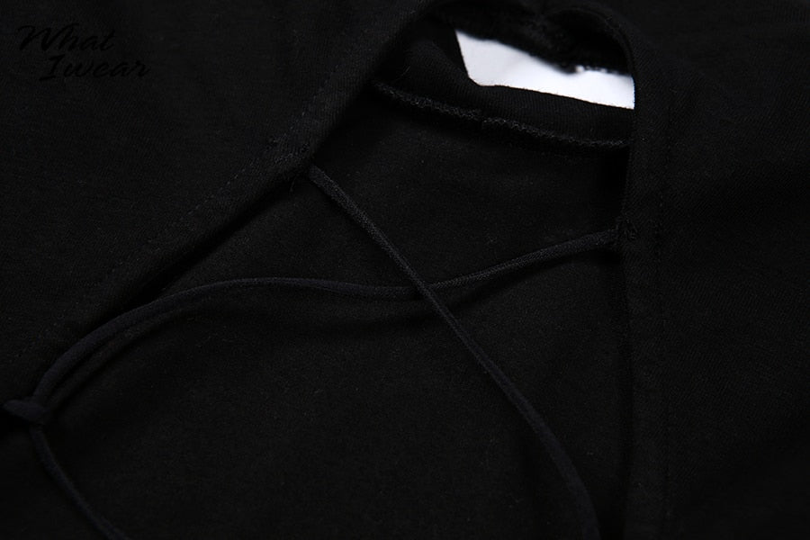 Cotton mix hollow out sexy tshirt bandage backless long sleeve tops slim bodycon streetwear The Clothing Company Sydney
