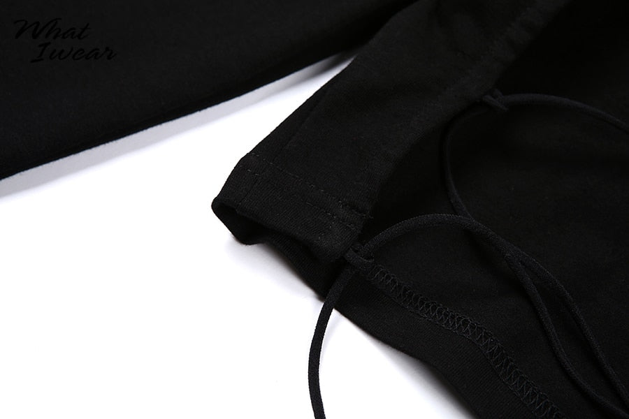 Cotton mix hollow out sexy tshirt bandage backless long sleeve tops slim bodycon streetwear The Clothing Company Sydney