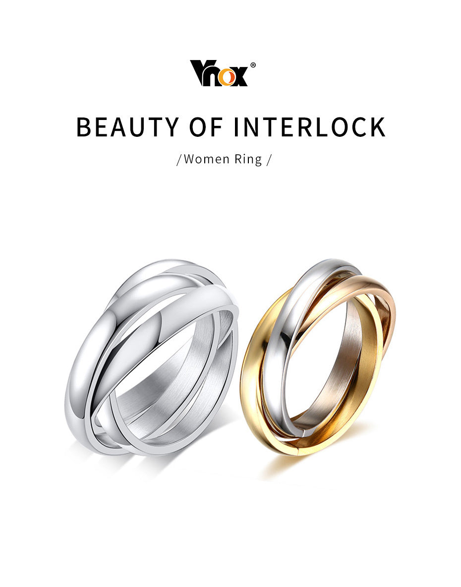 Classic 3 Rounds Ring Sets Women Stainless Steel Wedding Engagement Jewellery The Clothing Company Sydney