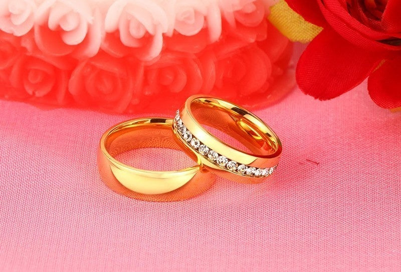 Gold Color Wedding Bands Women Men Stainless Steel Engagement Couple Anniversary Rings The Clothing Company Sydney