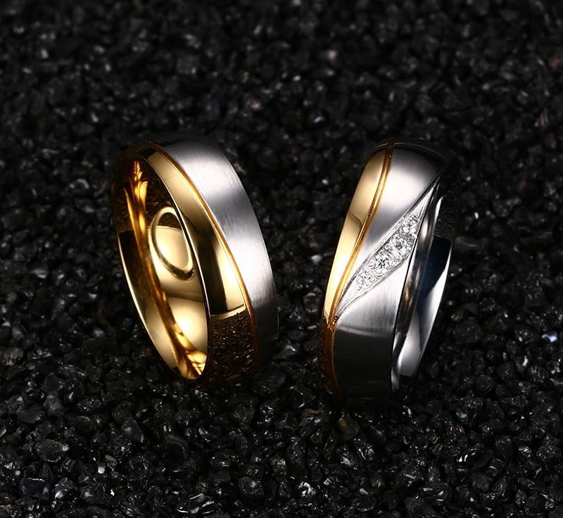 Gold Color Wedding Bands Women Men Stainless Steel Engagement Couple Anniversary Rings The Clothing Company Sydney