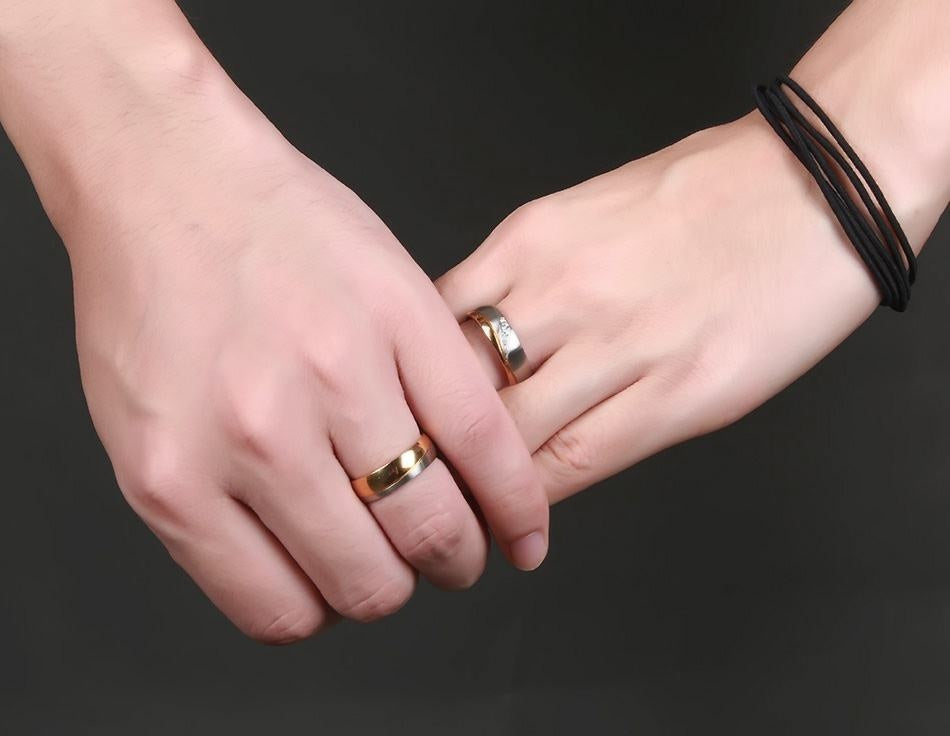 Gold Color Wedding Bands Women Men Stainless Steel Engagement Couple Anniversary Rings The Clothing Company Sydney